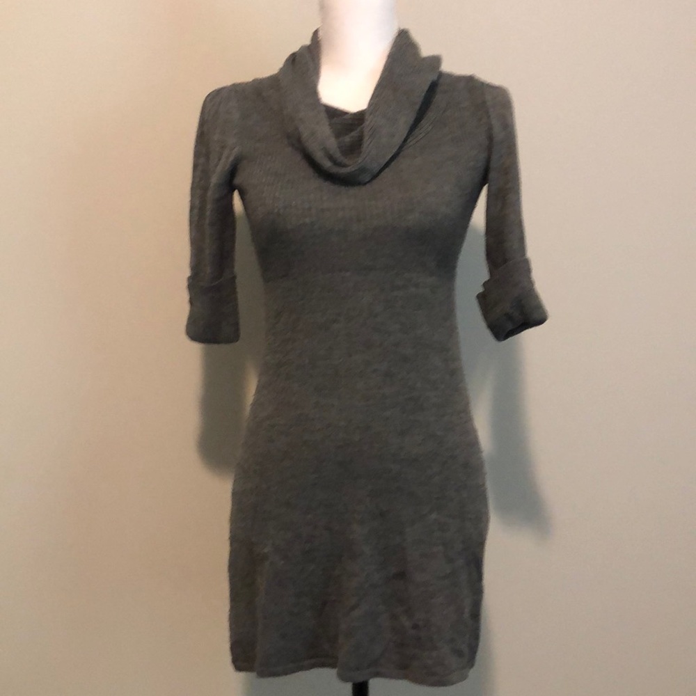 Grey fitted sweater dress